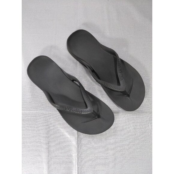 Archies Flip Flop Sandals Thong Style Black Arch Support M8 W9 Unisex Comfort - Picture 1 of 5